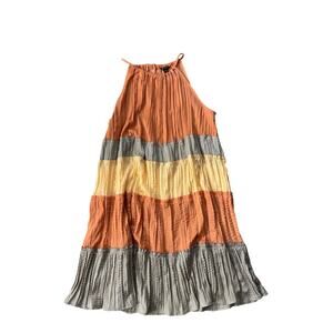 Versona Midi Length Orange Light Yellow Fall Casual Dress - Size XL